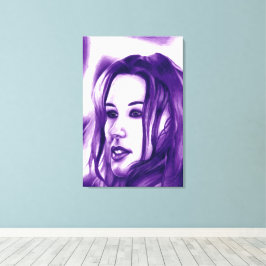 Paarse Mensenvrouw Portret Originele Kunst Canvas Afdruk