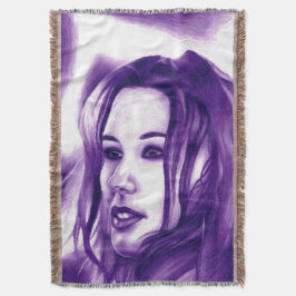 Paarse Mensenvrouw Portret Originele Kunst Deken
