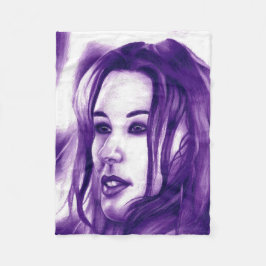 Paarse Mensenvrouw Portret Originele Kunst Fleece Deken
