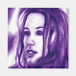 Paarse Mensenvrouw Portret Originele Kunst Magneet