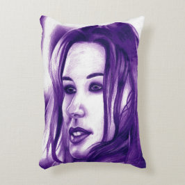 Paarse Mensenvrouw Portret Originele Kunst Throw Decoratief Kussen