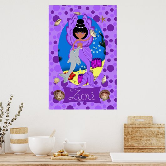 Paarse Merfaery en Dolphin Print (Keuken)