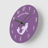 Paarse Mermaid Bedroom Aangepaste Aangepaste Naam Ronde Klok (Hoek)