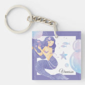 Paarse Mermaid Party Adventure Sleutelhanger (voorkant)