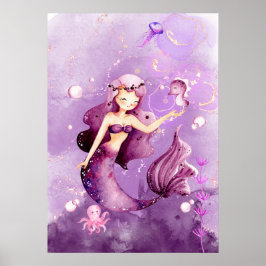 Paarse Mermaid Poster