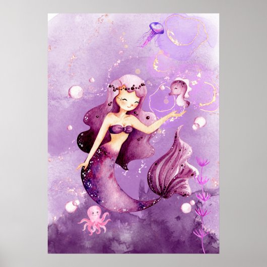 Paarse Mermaid Poster (Voorkant)