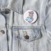 Paarse Mermaid Ronde Button 5,7 Cm (In situ)
