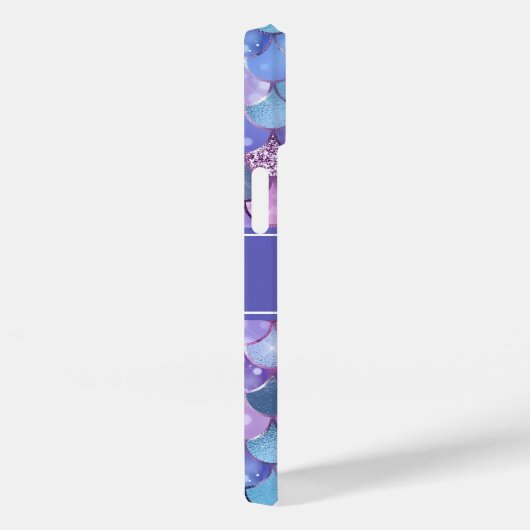 Paarse mermaid Scales Patroonnaam Monogram Case-Mate iPhone Case (Achterkant / Rechts)