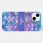 Paarse mermaid Scales Patroonnaam Monogram Case-Mate iPhone Case (Achterkant (horizontaal))