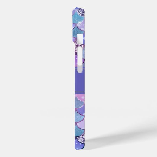 Paarse mermaid Scales Patroonnaam Monogram Case-Mate iPhone Case (Achterkant / Links)