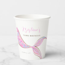 Paarse Mermaid Tail Verjaardag Papier Cups