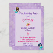 Paarse Mermaid Theme Bokeh Achtergrond Kaart (Voorkant / Achterkant)