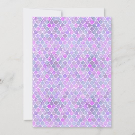 Paarse Mermaid Theme Meisje Verjaardagsuitnodiging Kaart (Achterkant)