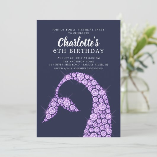 Paarse Mermaid verjaardagsuitnodiging Kaart (Staand voorkant)