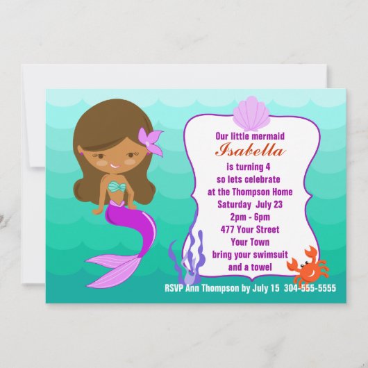 Paarse mermaidepool kaart (Voorkant)