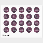 Paarse Merry Christmas retour adreslabels Ronde Sticker (Vel)