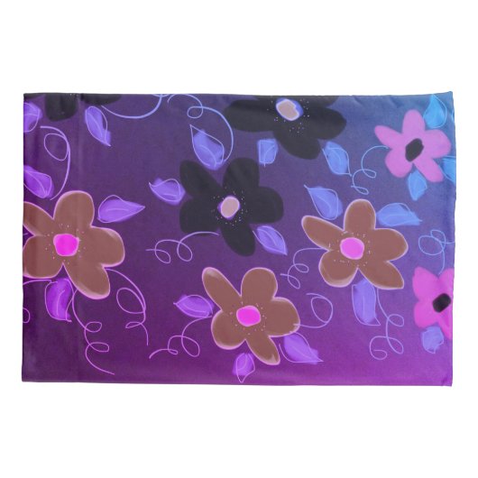 Paarse met bloemen kussensloop (Achterkant)