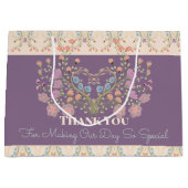 Paarse met bloemige accenten groot cadeauzakje (Voorkant)