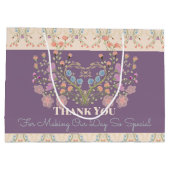 Paarse met bloemige accenten groot cadeauzakje (Achterkant)