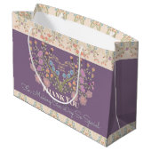 Paarse met bloemige accenten groot cadeauzakje (Achterkant Gekanteld)