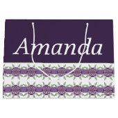 Paarse met bloemmotief groot cadeauzakje (Voorkant)