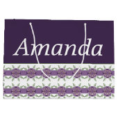 Paarse met bloemmotief groot cadeauzakje (Achterkant)