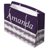 Paarse met bloemmotief groot cadeauzakje (Achterkant Gekanteld)