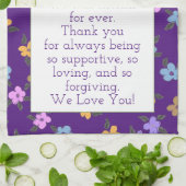 Paarse met bloemmotief theedoek (Gevouwen)