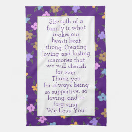 Paarse met bloemmotief theedoek