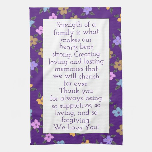 Paarse met bloemmotief theedoek (Verticaal)