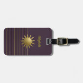 Paarse met gouden zon Bagagelabel (Voorkant horizontaal)