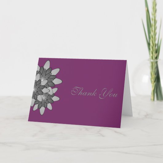 Paarse met Grijs Bloemen Lotus Dank u Bedankkaart (Voorkant)