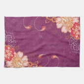 Paarse met grote bloemen theedoek keukenhanddoek (Horizontaal)