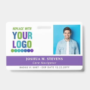 Paarse met hoge Logo & foto werknemer ID Badge