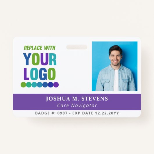 Paarse met hoge Logo & foto werknemer ID Badge (Voorkant)