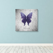 Paarse met juwelen versierde vlinder canvas afdruk (Insitu (Houten vloer))