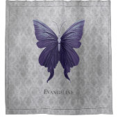 Paarse met juwelen versierde vlinder douchegordijn (Voorkant)