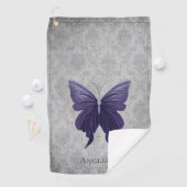 Paarse met juwelen versierde vlinder golfhanddoek (Insitu)