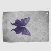 Paarse met juwelen versierde vlinder golfhanddoek (Horizontaal)