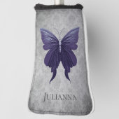 Paarse met juwelen versierde vlinder golfheadcover (Draai 90)