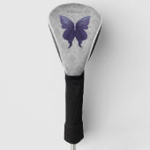 Paarse met juwelen versierde vlinder golfheadcover (Voorkant)