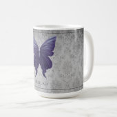 Paarse met juwelen versierde vlinder koffiemok (Voorkant rechts)