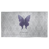 Paarse met juwelen versierde vlinder kussensloop (Voorkant)