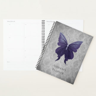 Paarse met juwelen versierde vlinder planner