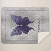 Paarse met juwelen versierde vlinder sherpa deken (Voorkant (horizontaal))