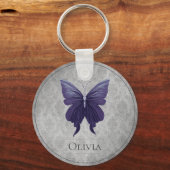 Paarse met juwelen versierde vlinder sleutelhanger (Voorkant)