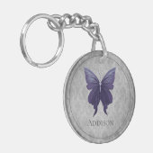 Paarse met juwelen versierde vlinder sleutelhanger (Voorkant Links)