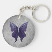 Paarse met juwelen versierde vlinder sleutelhanger (Achterkant)