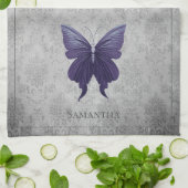 Paarse met juwelen versierde vlinder theedoek (Gevouwen)
