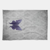 Paarse met juwelen versierde vlinder theedoek (Horizontaal)